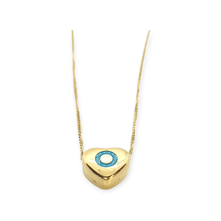 necklace with steel gold chain and gold heart eye2